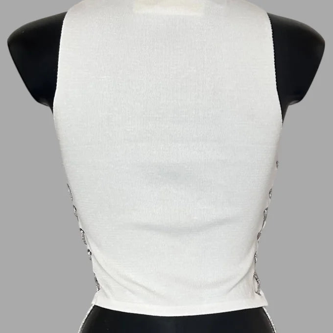 Top con dettaglio in strass laterale