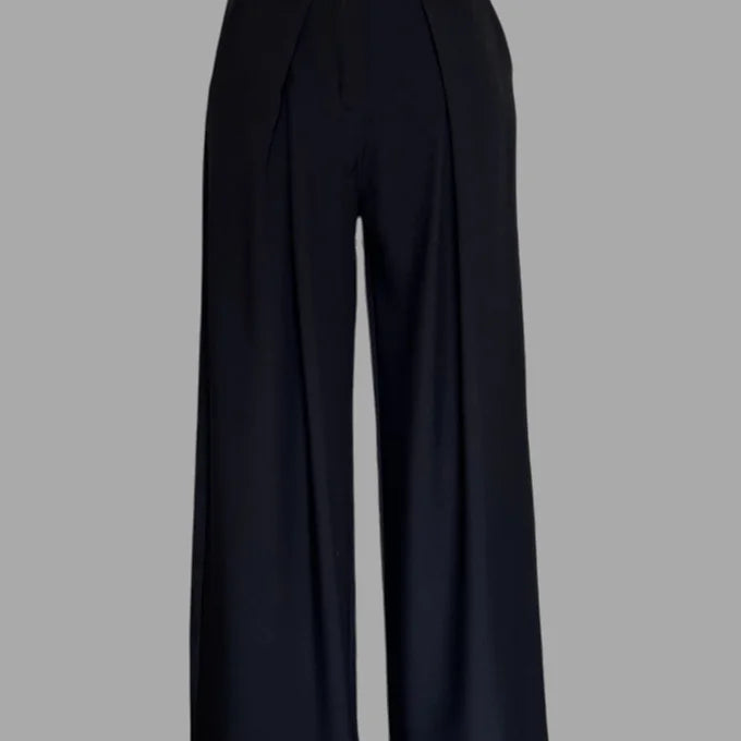 Pantalone a palazzo con inserto in pizzo