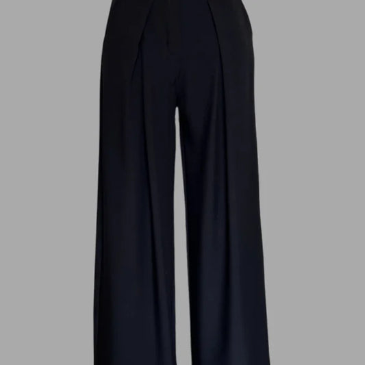 Pantalone a palazzo con inserto in pizzo