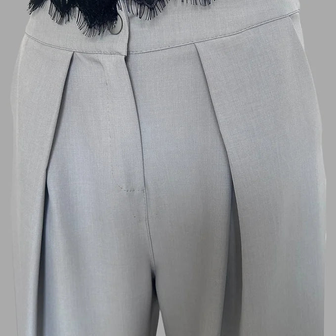Pantalone a palazzo con inserto in pizzo