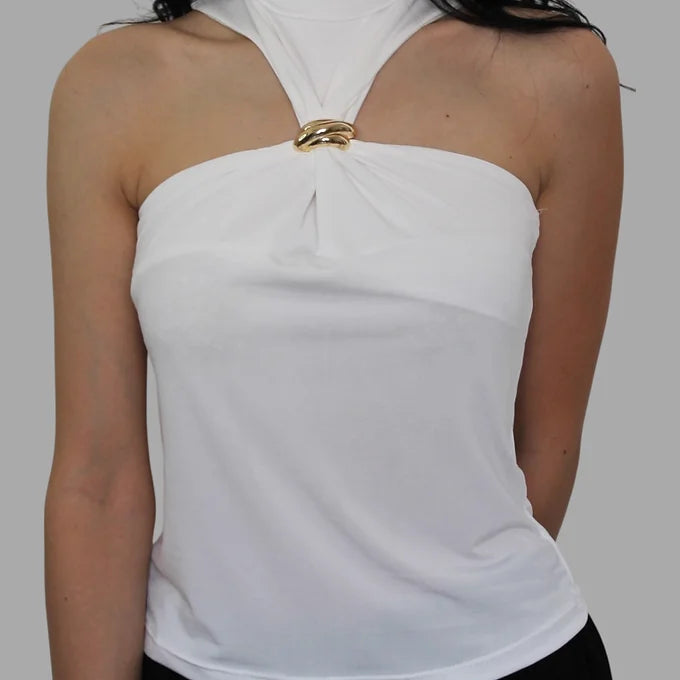 Top elegante con nodo gioiello