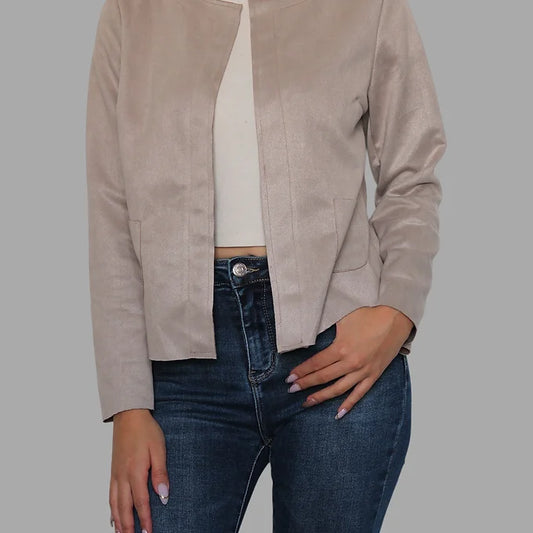 Giacca Bolero Donna in Suede-Effetto Scamosciato