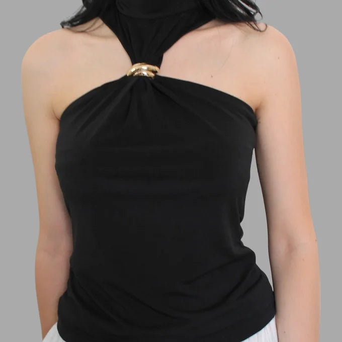 Top elegante con nodo gioiello