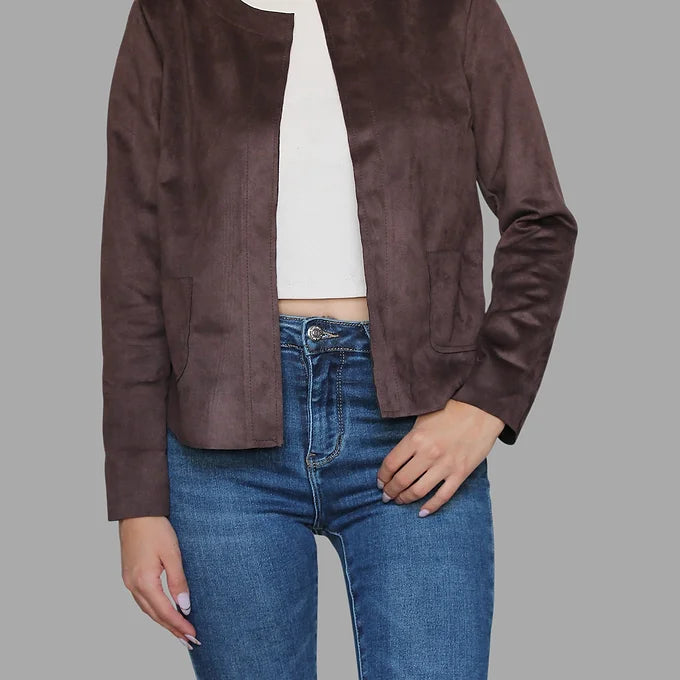 Giacca Bolero Donna in Suede-Effetto Scamosciato