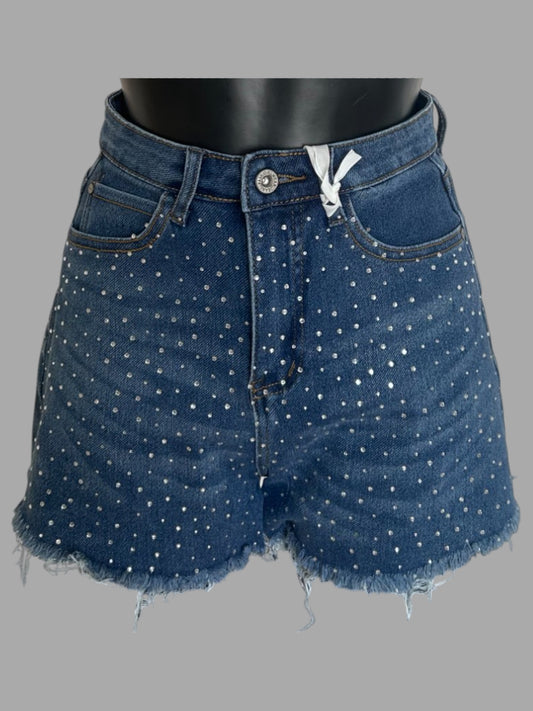 Shorts in jeans con strass