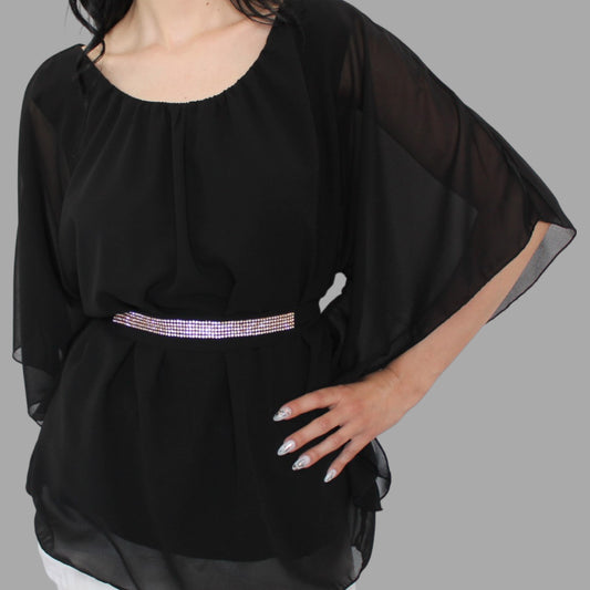 Blusa elegante con cintura strass