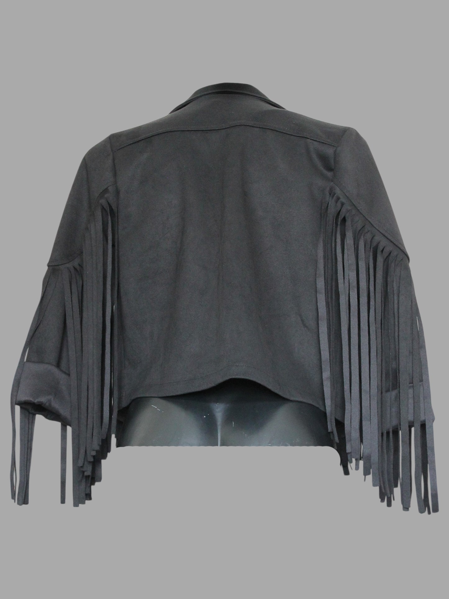 Giacca effetto scamosciato con frange