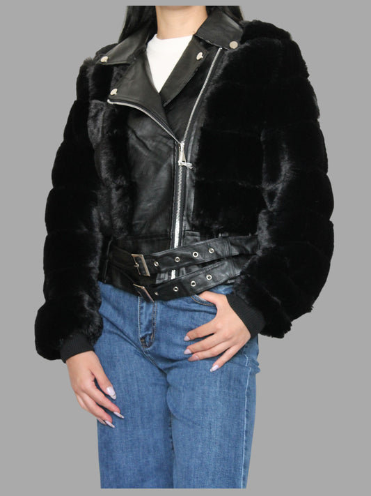 Giacca Biker in Pelliccia e in Ecopelle