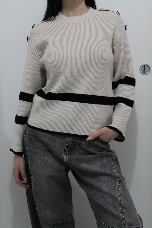 Maglione Soft con Bottoni sulle Spalle