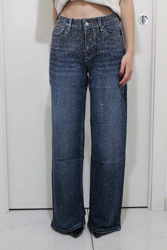 Jeans Palazzo Denim – Strass sul davanti