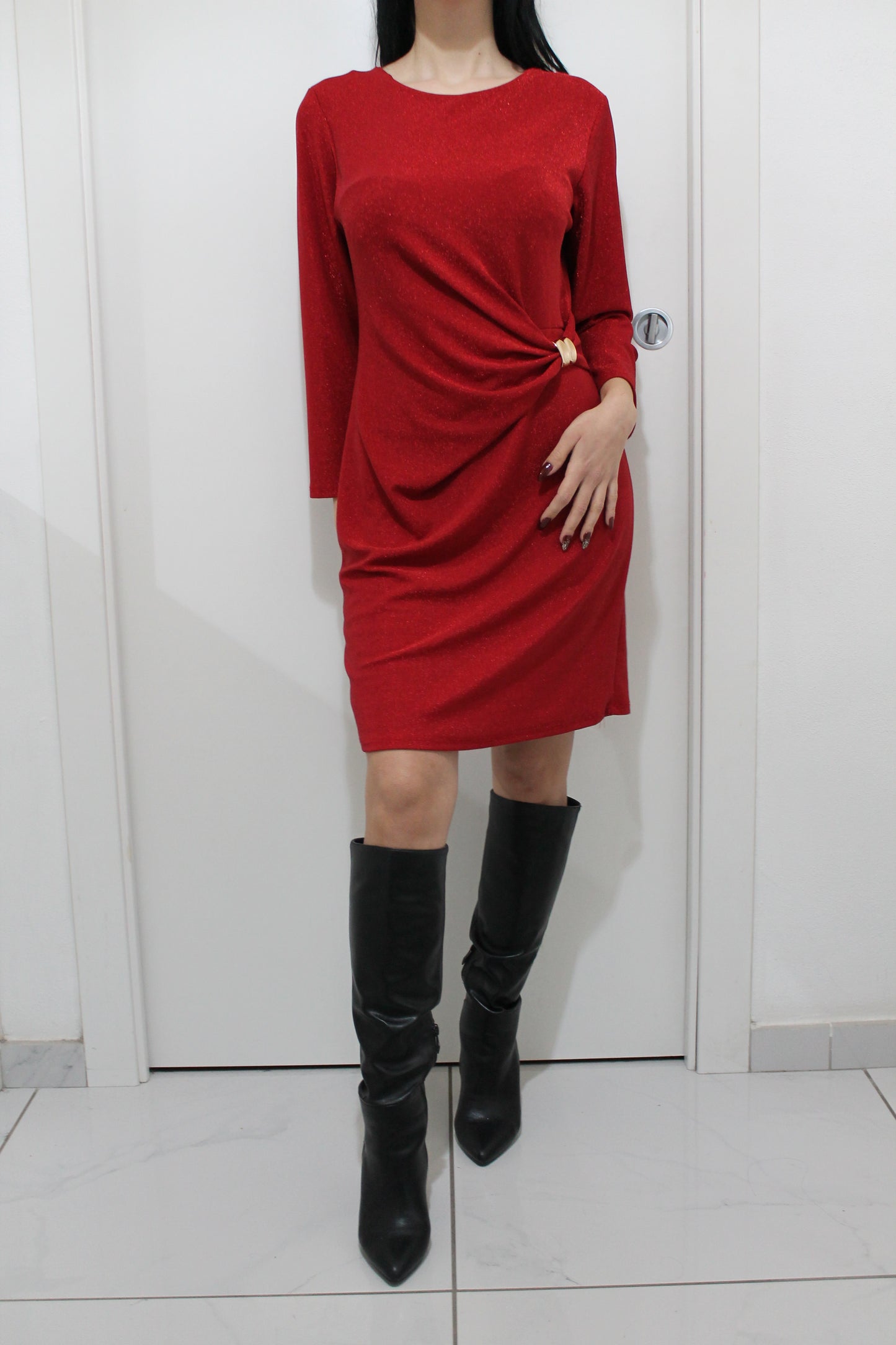 Abito laminato con gioiello laterale- 3 colorazione