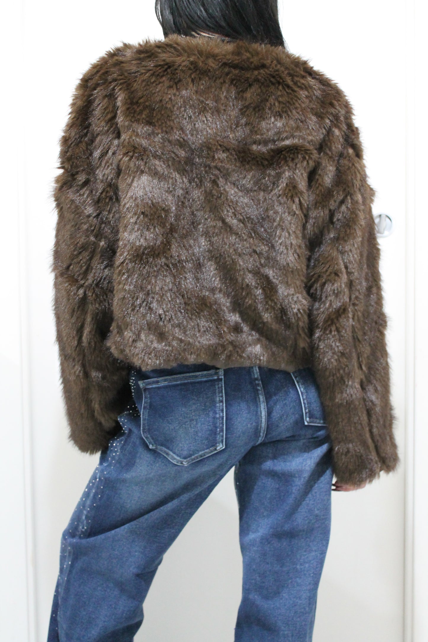 Ecopelliccia Corta– Faux Fur – Grigia e marrone
