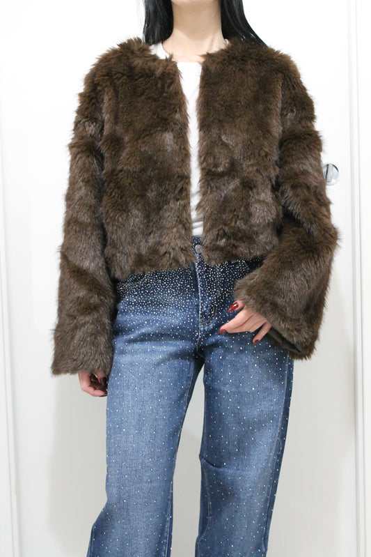 Ecopelliccia Corta– Faux Fur – Grigia e marrone