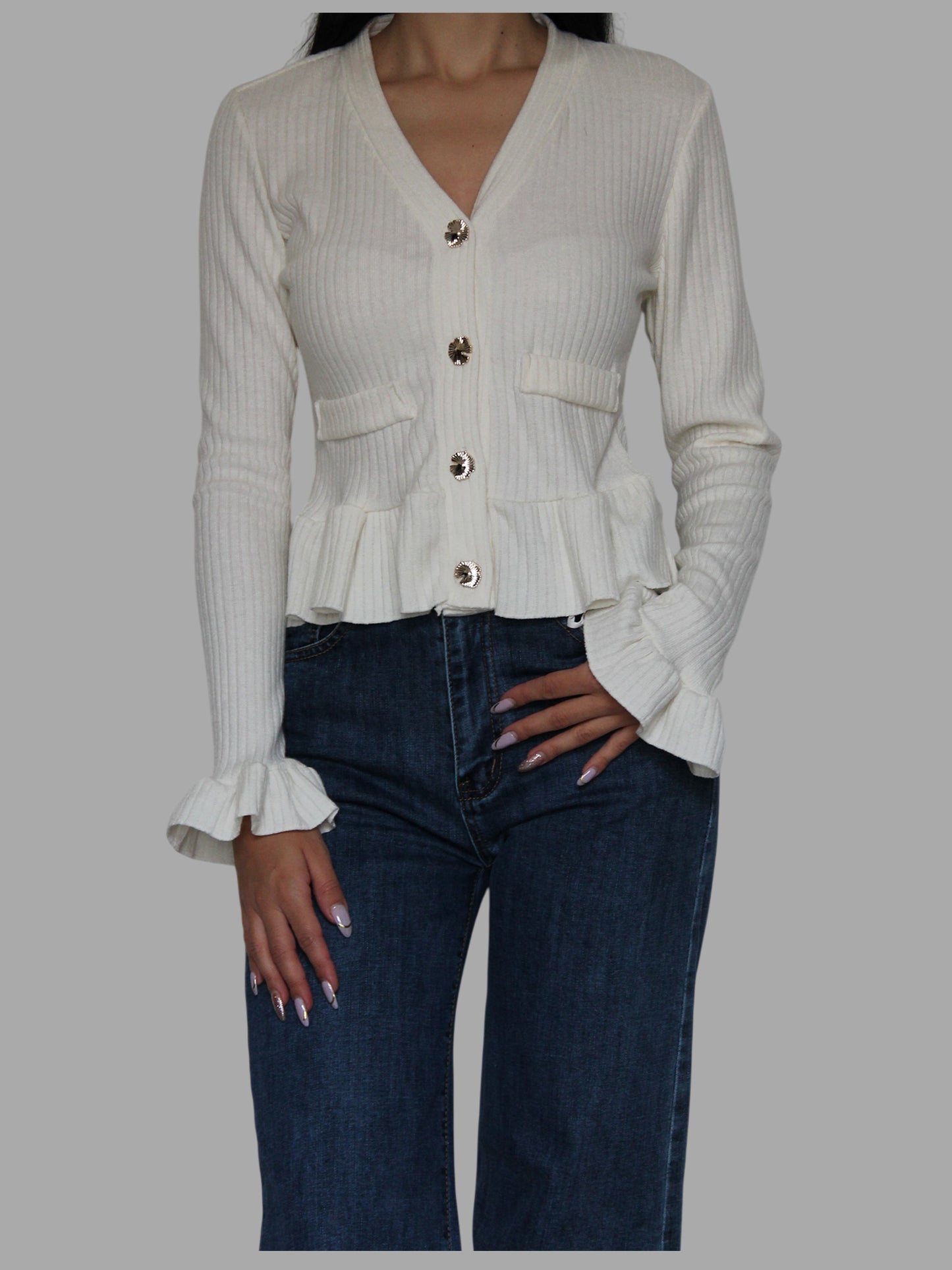 Cardigan Elegante con Rouches
