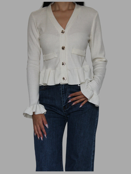 Cardigan Elegante con Rouches