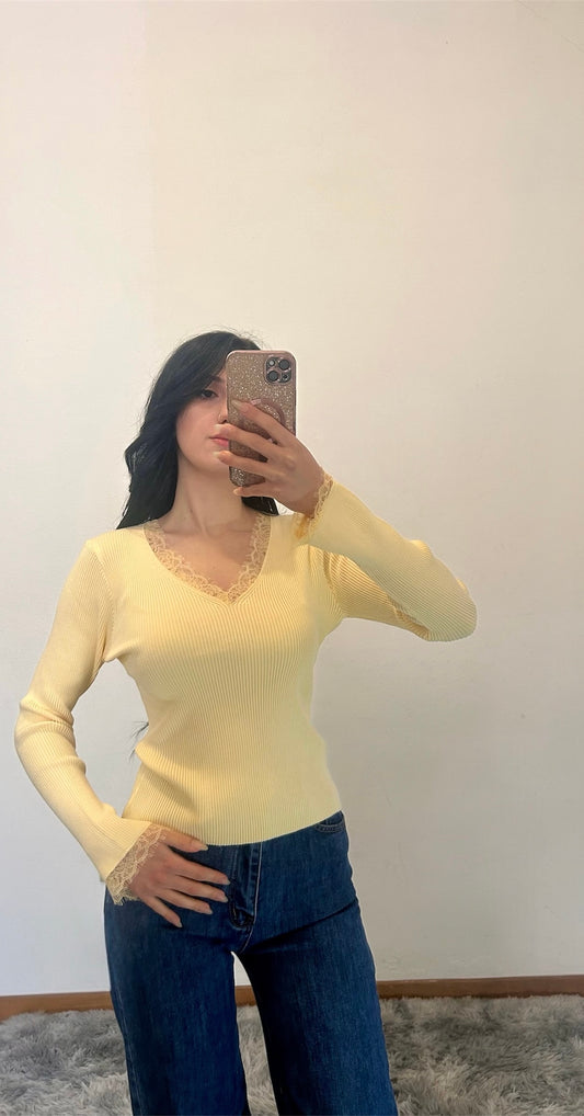 Maglia Rib in Pizzo Elegance