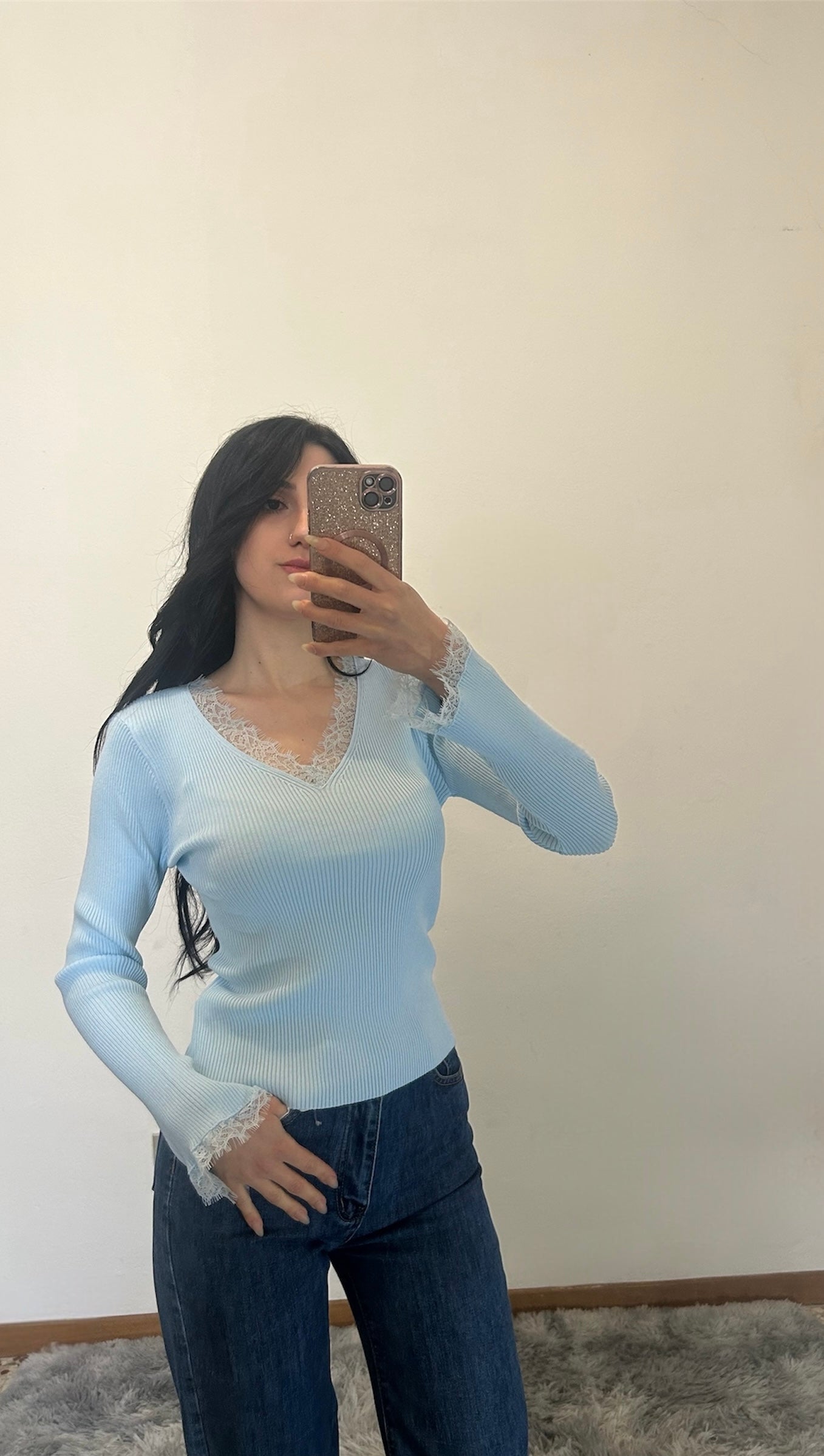 Maglia Rib in Pizzo Elegance