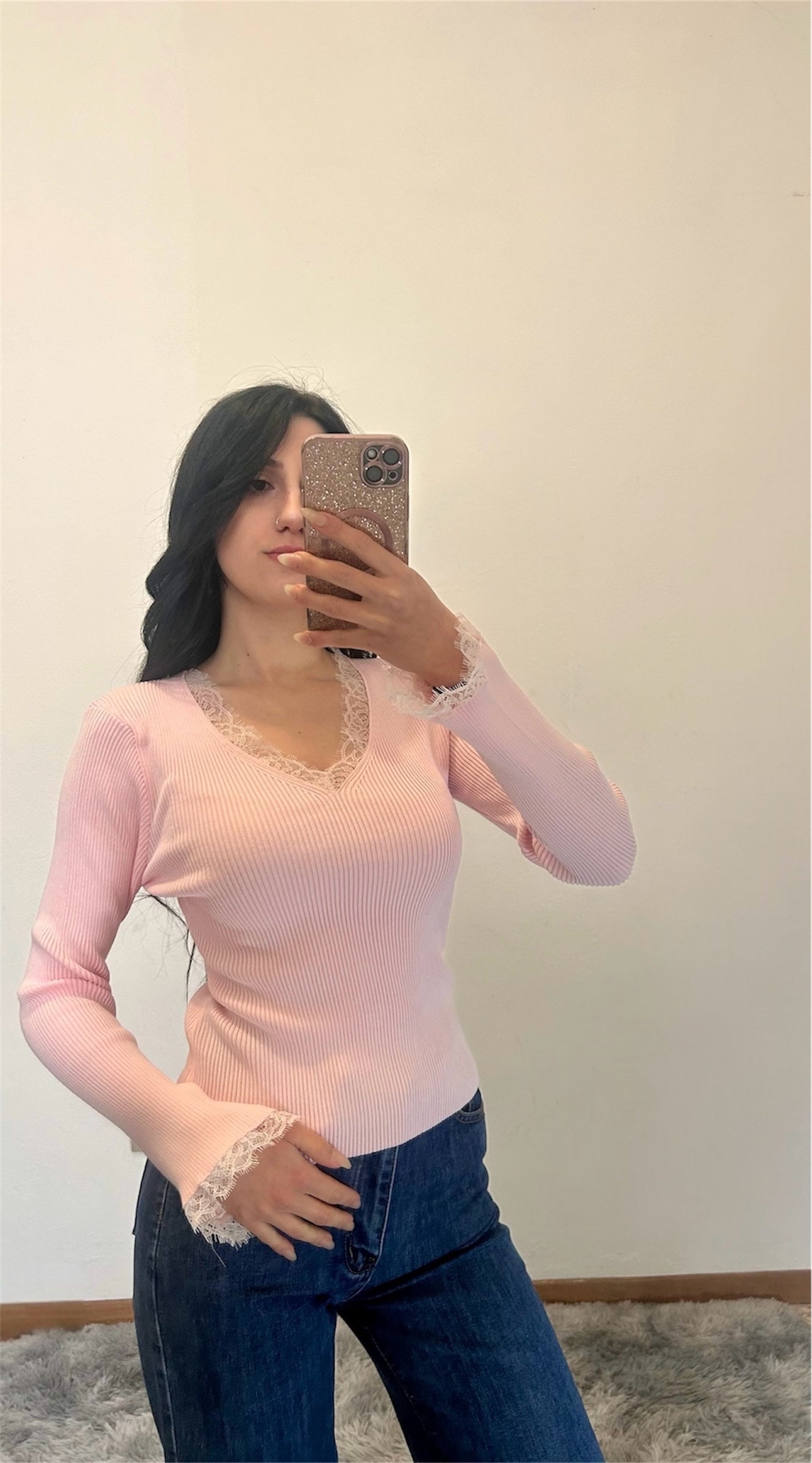 Maglia Rib in Pizzo Elegance