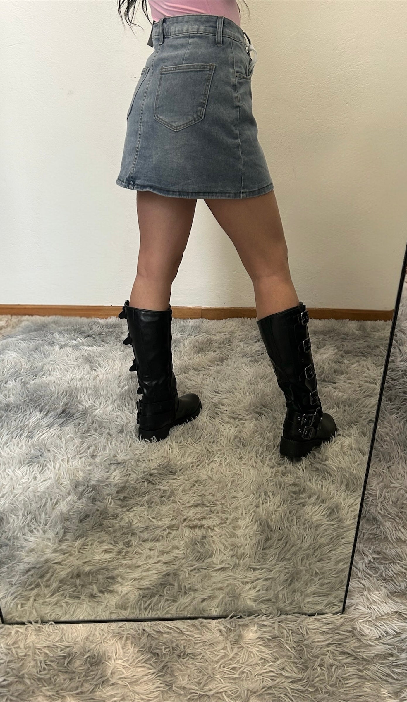 Minigonna in Jeans con Pantaloncino Interno