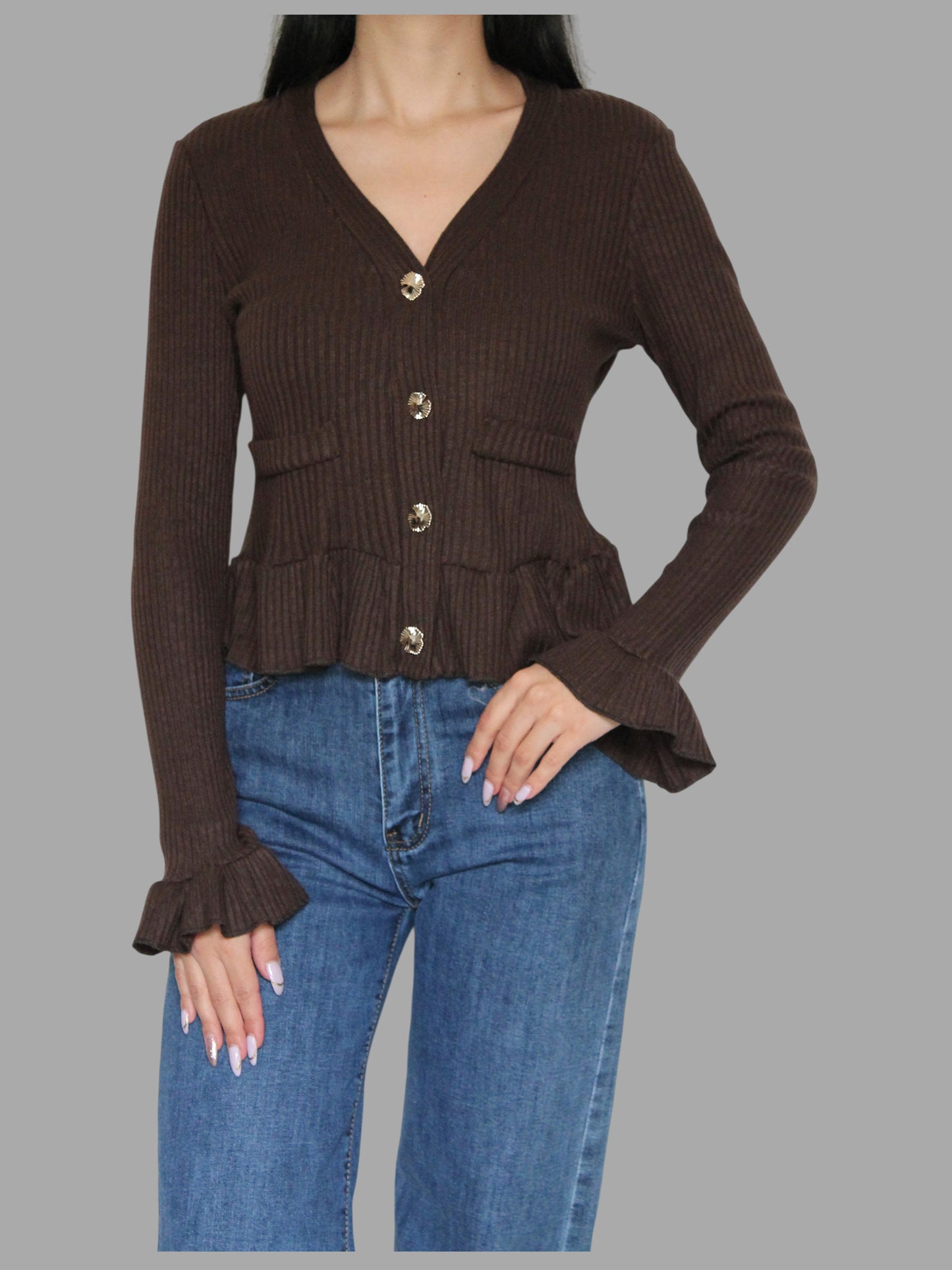 Cardigan Elegante con Rouches