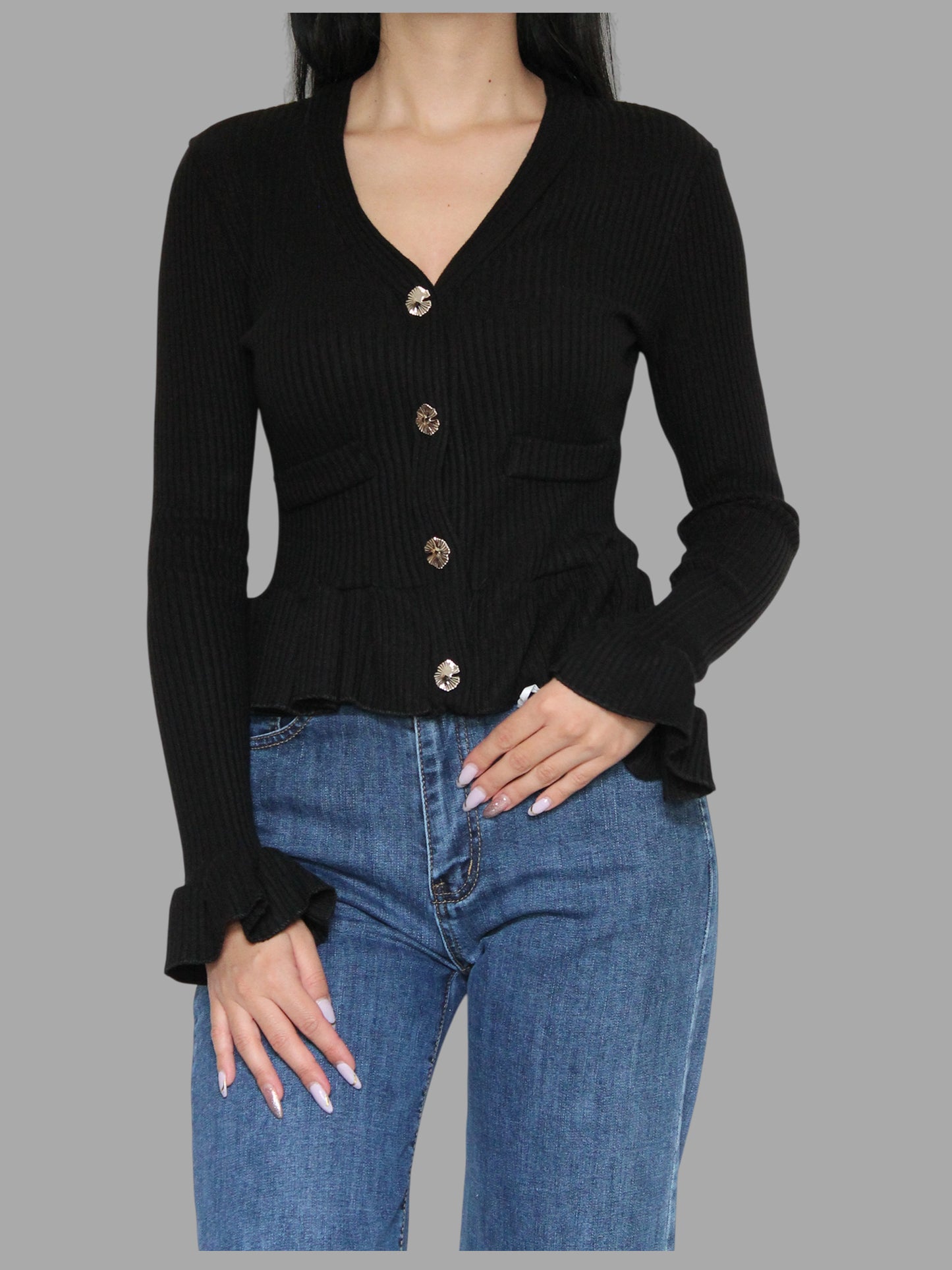 Cardigan Elegante con Rouches