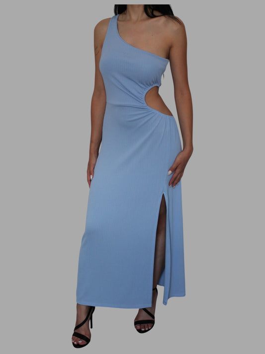 Abito lungo monospalla e cut-out