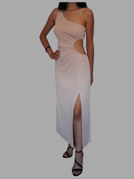 Abito lungo monospalla e cut-out
